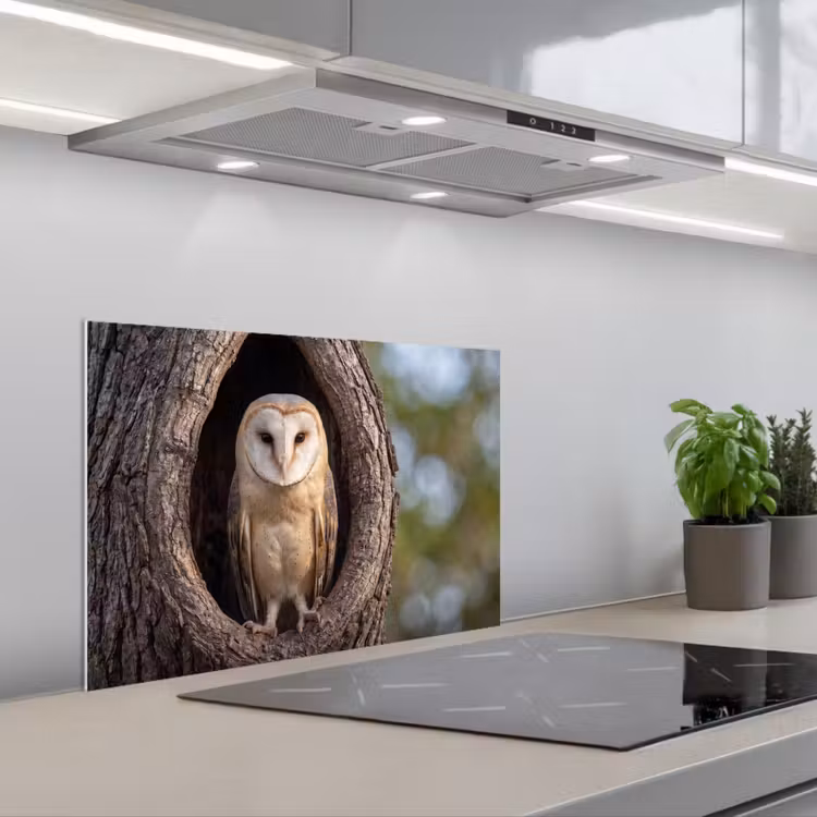 Spatscherm keuken - Kerkuil - Boom - Natuur - Bruin — 5