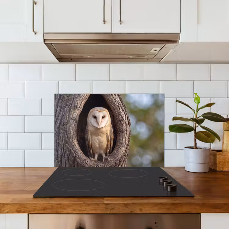 Spatscherm keuken - Kerkuil - Boom - Natuur - Bruin — 6