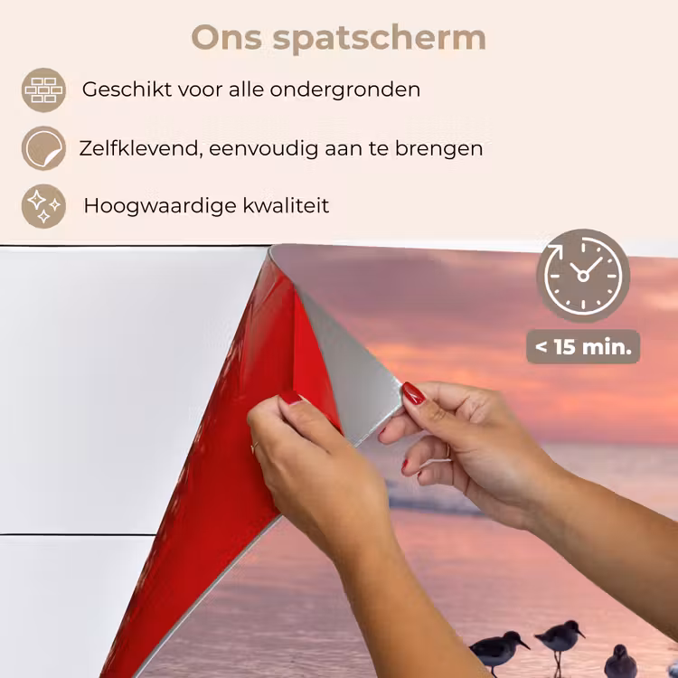 Spatscherm keuken - Meeuwen - Strand - Zee - Roze — 4