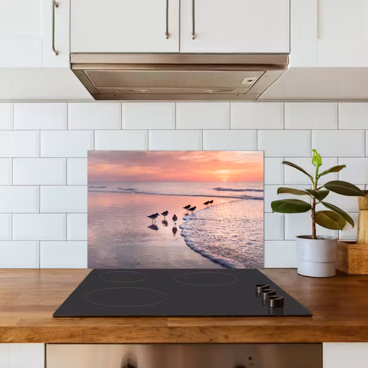 Spatscherm keuken - Meeuwen - Strand - Zee - Roze — 6