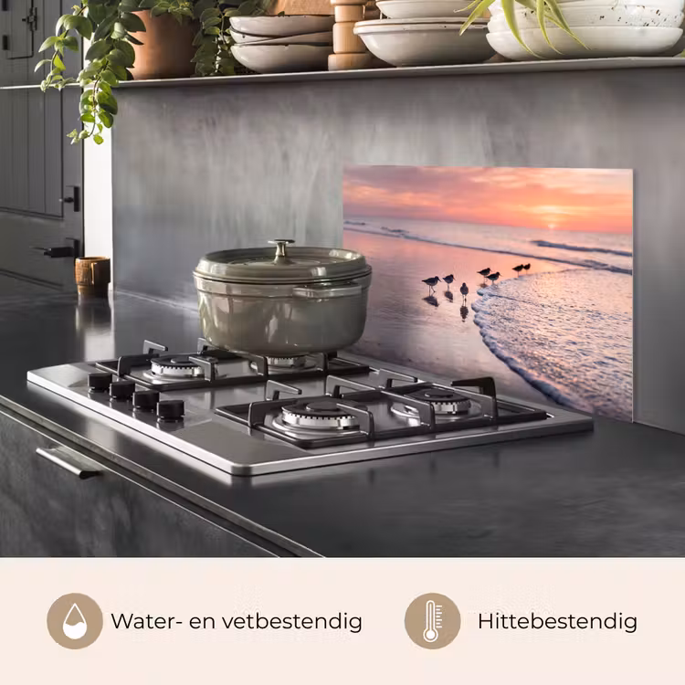 Spatscherm keuken - Meeuwen - Strand - Zee - Roze — 7