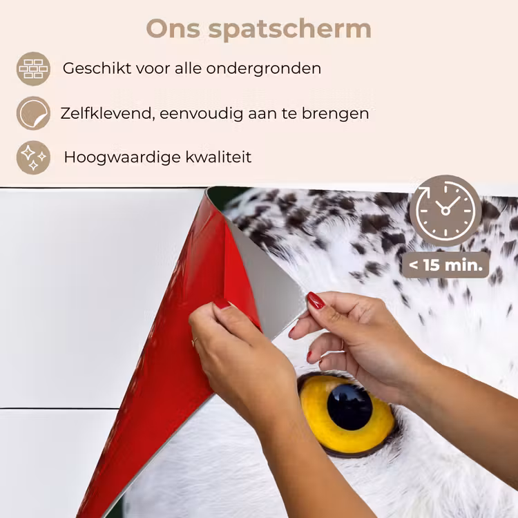 Spatscherm keuken - Sneeuwuil - Portret - Geel — 4