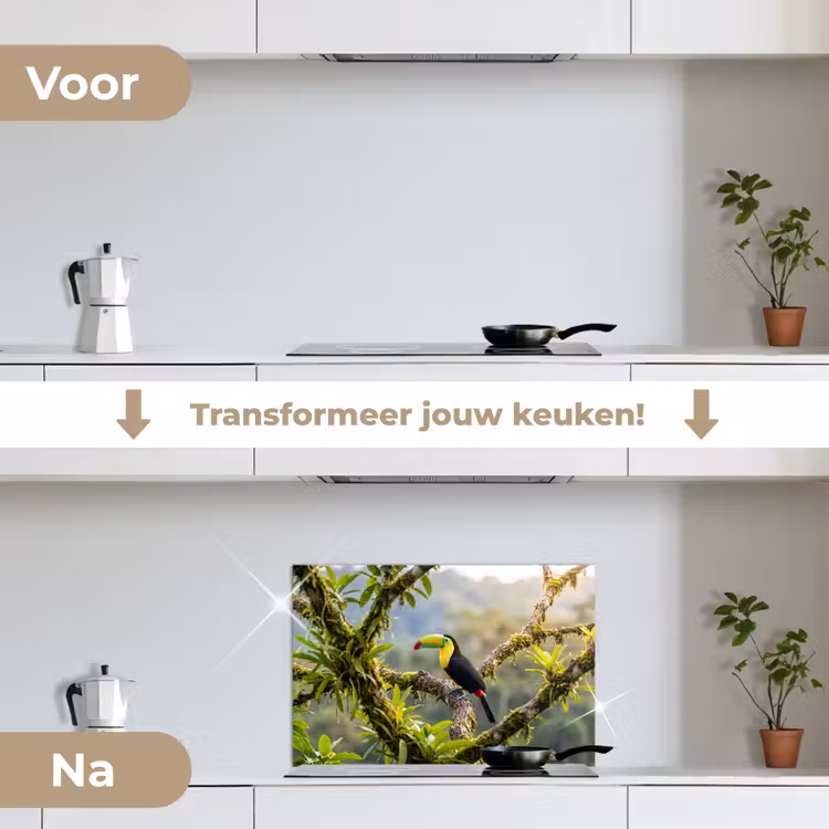 Spatscherm keuken - Toekan - Jungle - Natuur - Kleurrijk — 3
