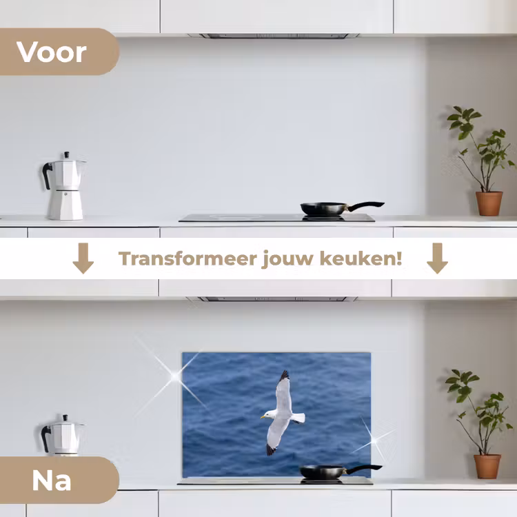 Spatscherm keuken - Zeemeeuw - Oceaan - Blauw — 3