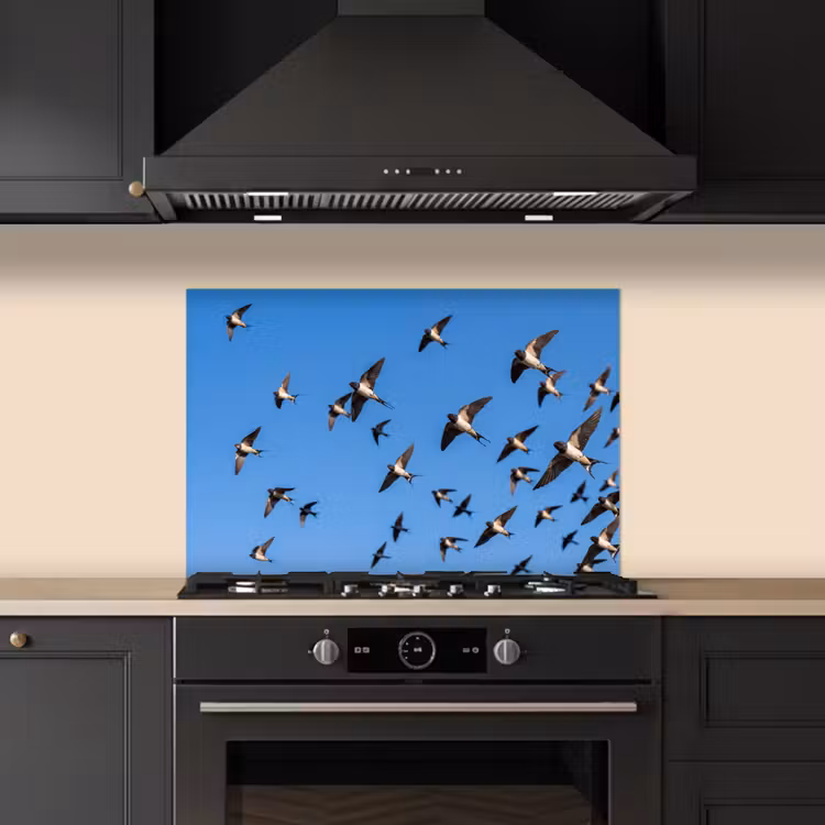 Spatscherm keuken - Zwaluwen - Vliegen - Blauw — 2