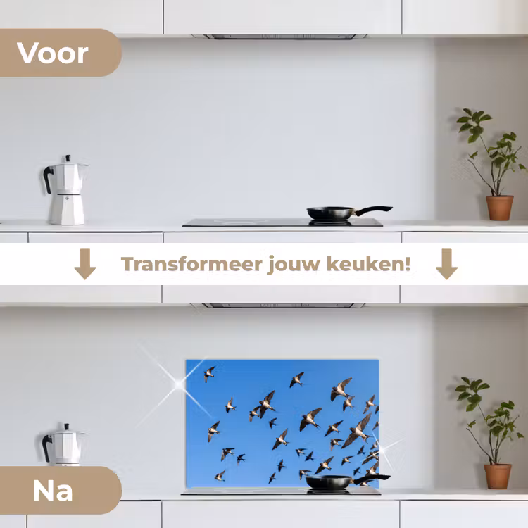Spatscherm keuken - Zwaluwen - Vliegen - Blauw — 3