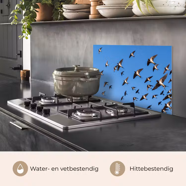 Spatscherm keuken - Zwaluwen - Vliegen - Blauw — 7