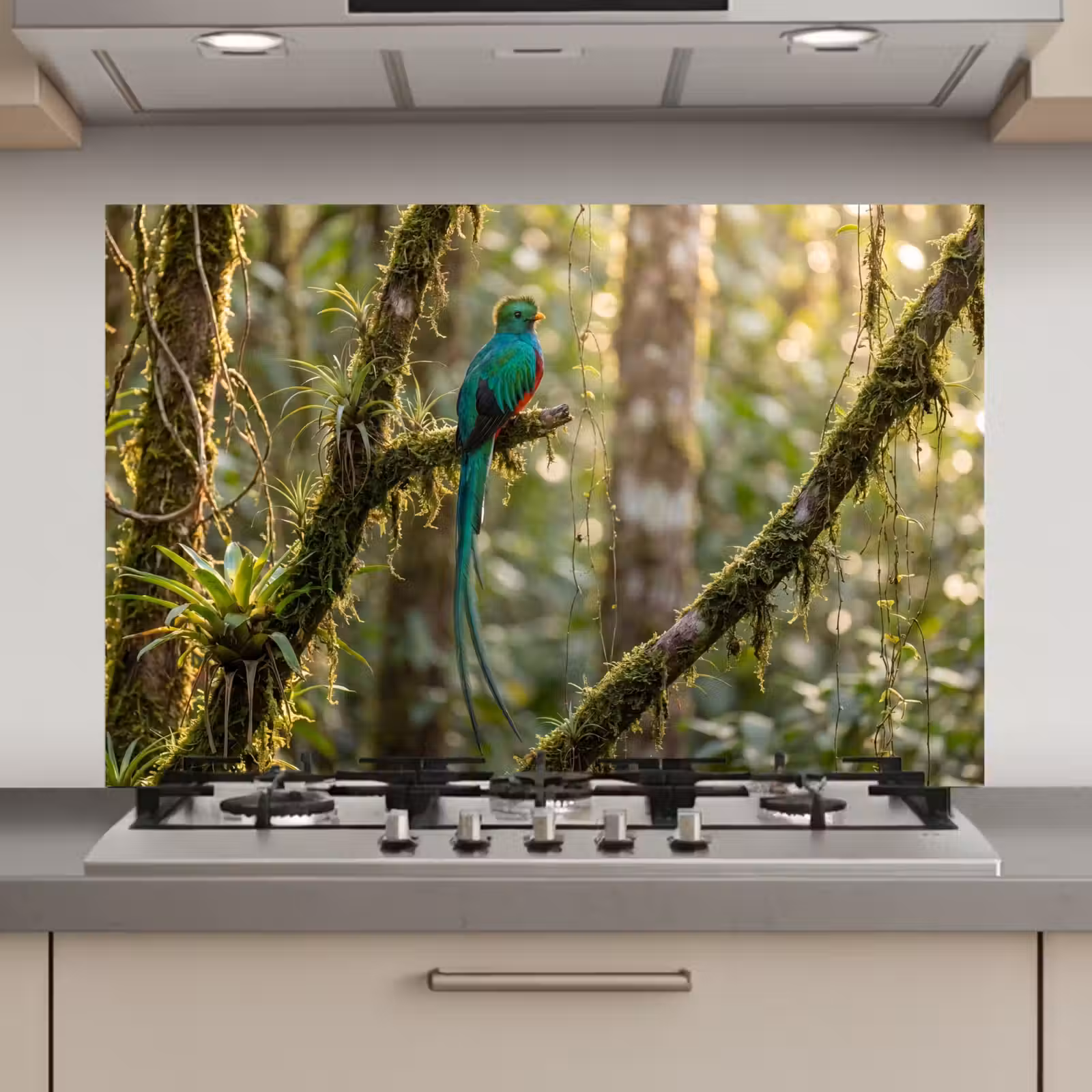 Spatscherm keuken - Quetzal - Jungle - Natuur - Groen — 1