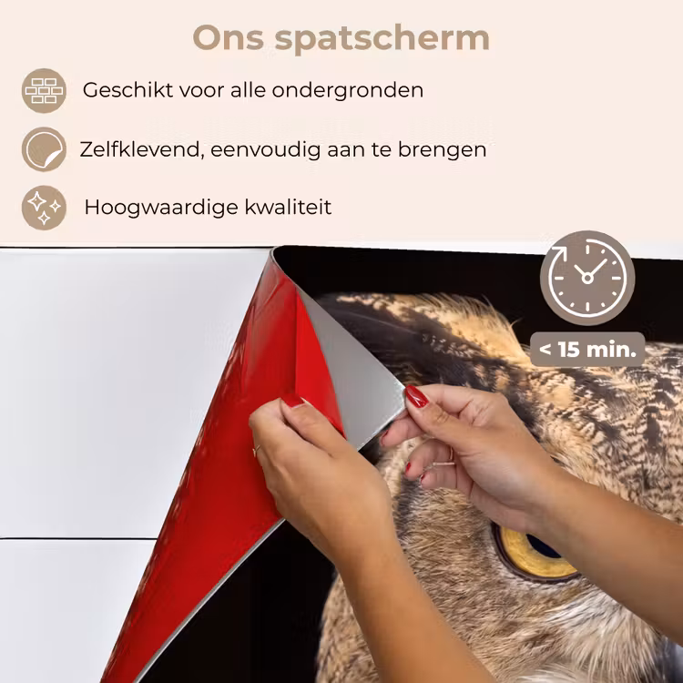 Spatscherm keuken - Oehoe - Uil - Portret - Bruin — 4