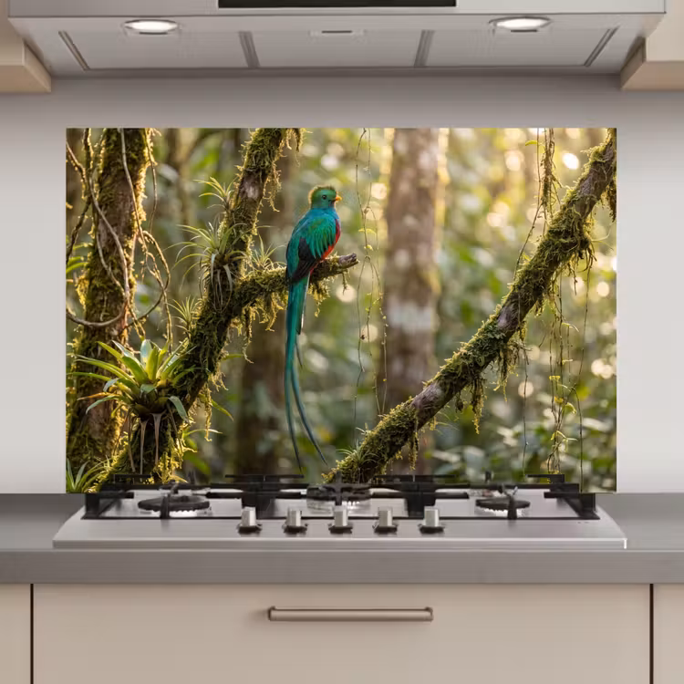 Spatscherm keuken - Quetzal - Jungle - Natuur - Groen — 1
