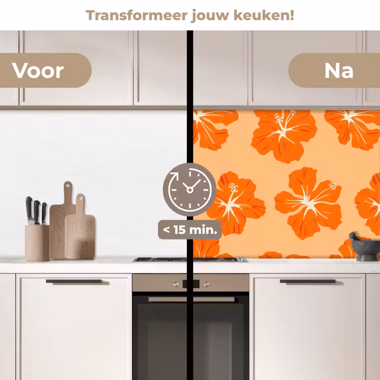 Keuken achterwand - Tropisch - Hibiscus - Oranje — 2