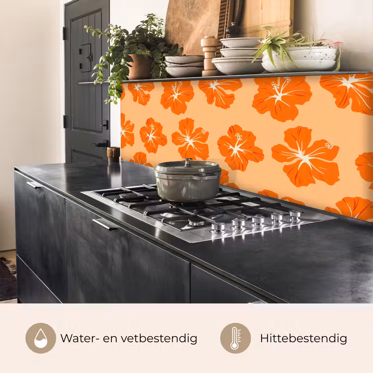 Keuken achterwand - Tropisch - Hibiscus - Oranje — 3
