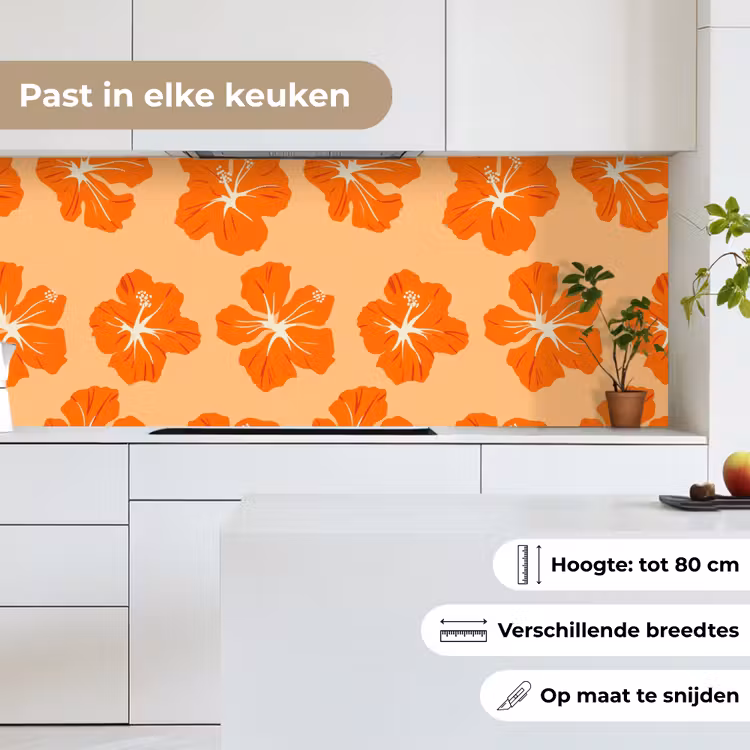 Keuken achterwand - Tropisch - Hibiscus - Oranje — 4