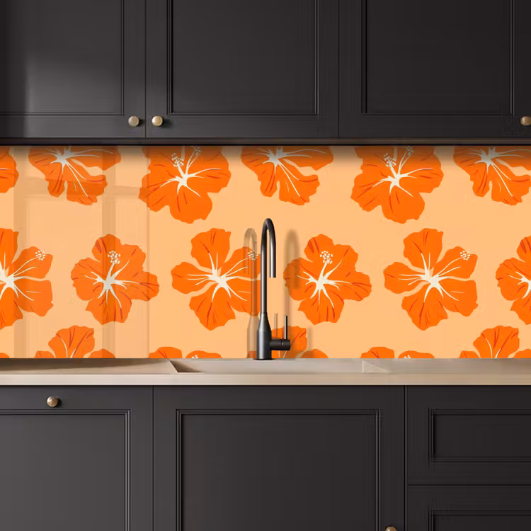 Keuken achterwand - Tropisch - Hibiscus - Oranje — 6