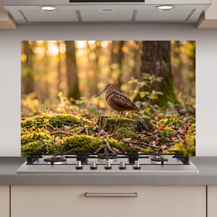 Spatscherm keuken - Houtsnip - Bos - Bladeren - Herfst - Gecamoufleerd — 1