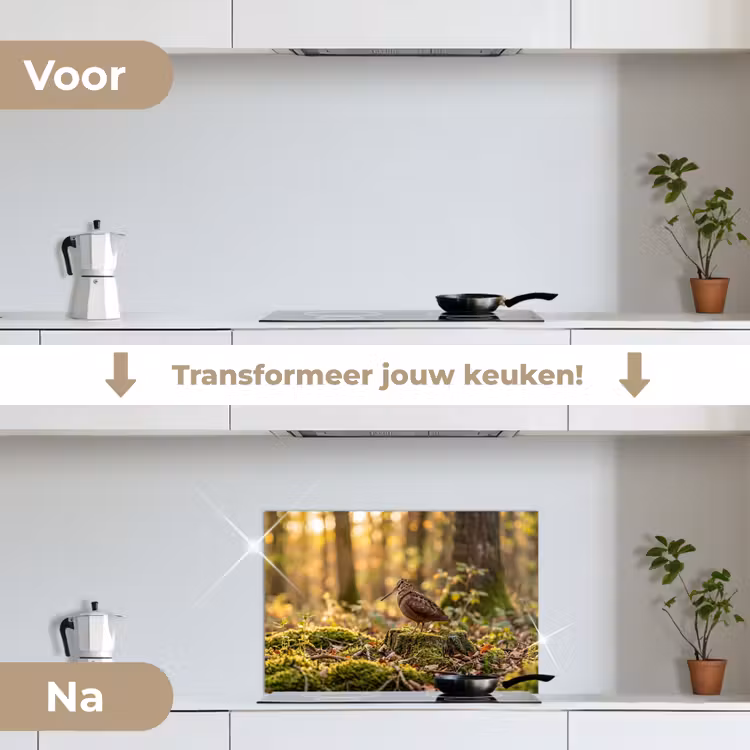 Spatscherm keuken - Houtsnip - Bos - Bladeren - Herfst - Gecamoufleerd — 3