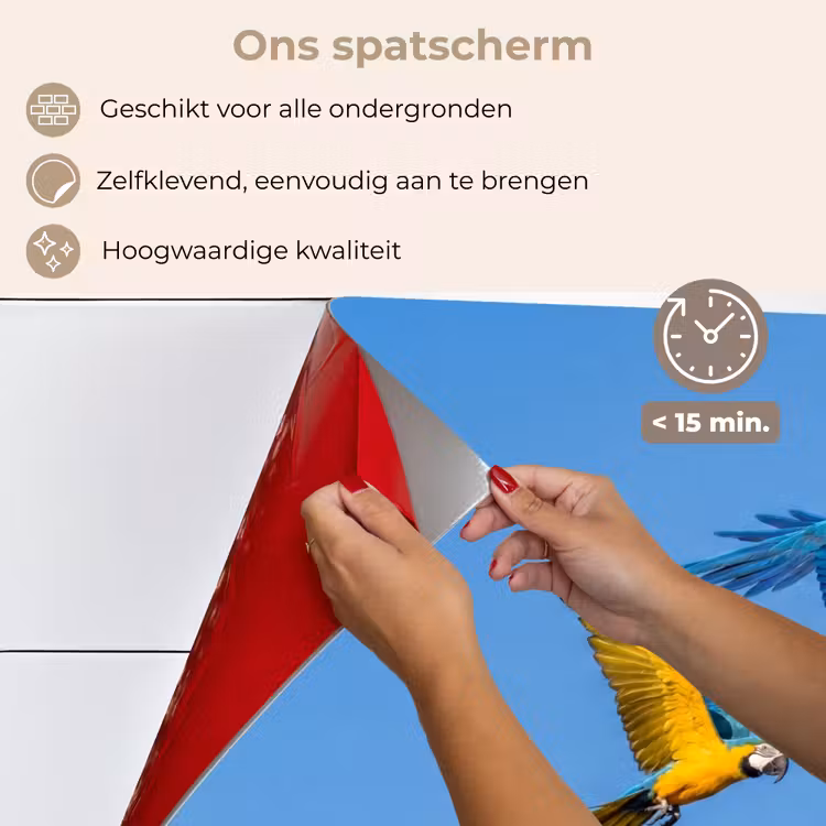 Spatscherm keuken - Papagaai - Vliegen - Blauw - Geel — 4