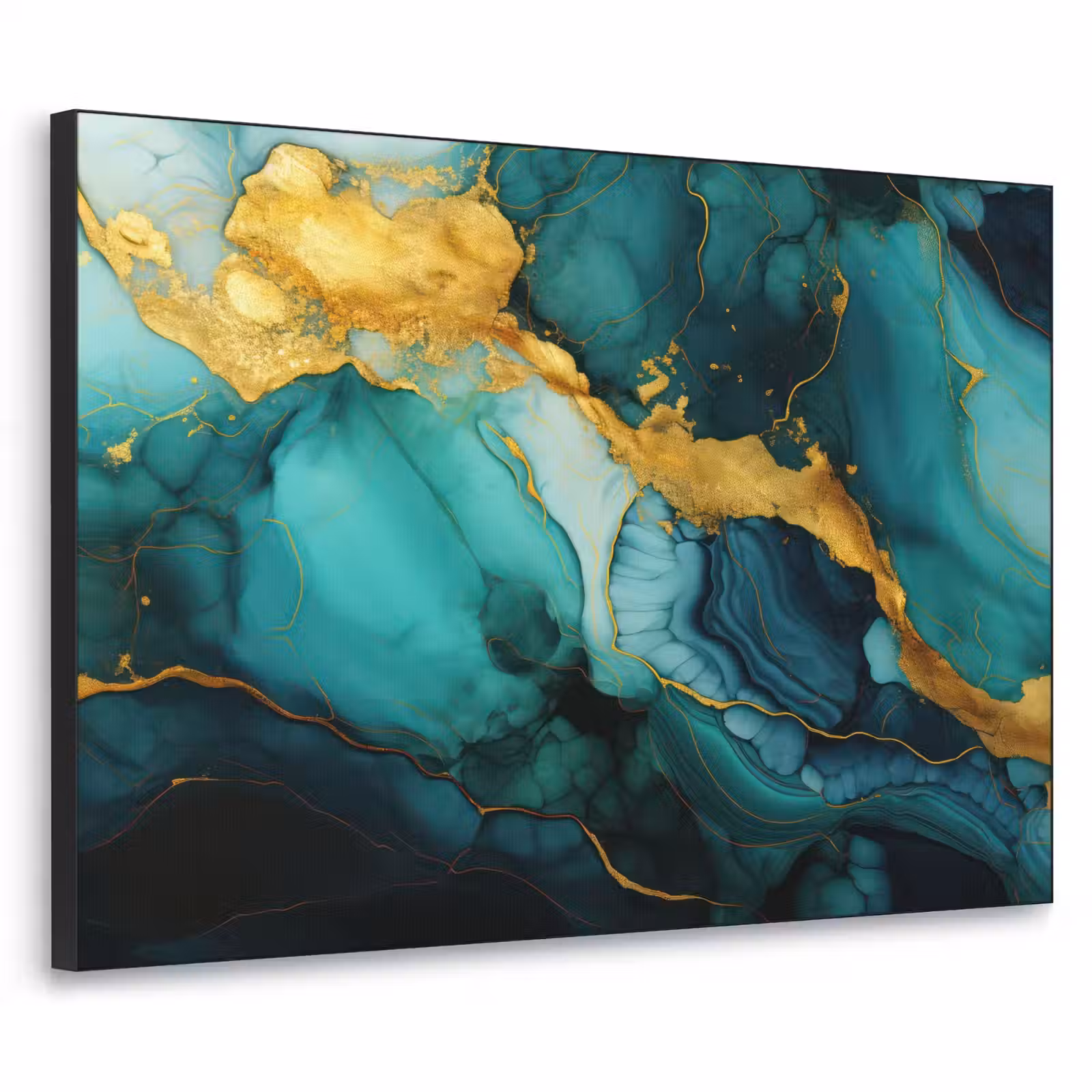 Art Frame - Marmer - Goud - Blauw groen - Abstract - Turquoise — 1