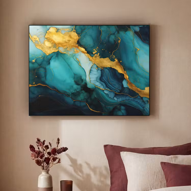 Art Frame - Marmer - Goud - Blauw groen - Abstract - Turquoise — 3