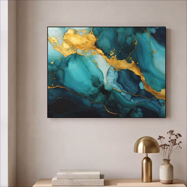 Art Frame - Marmer - Goud - Blauw groen - Abstract - Turquoise — 5