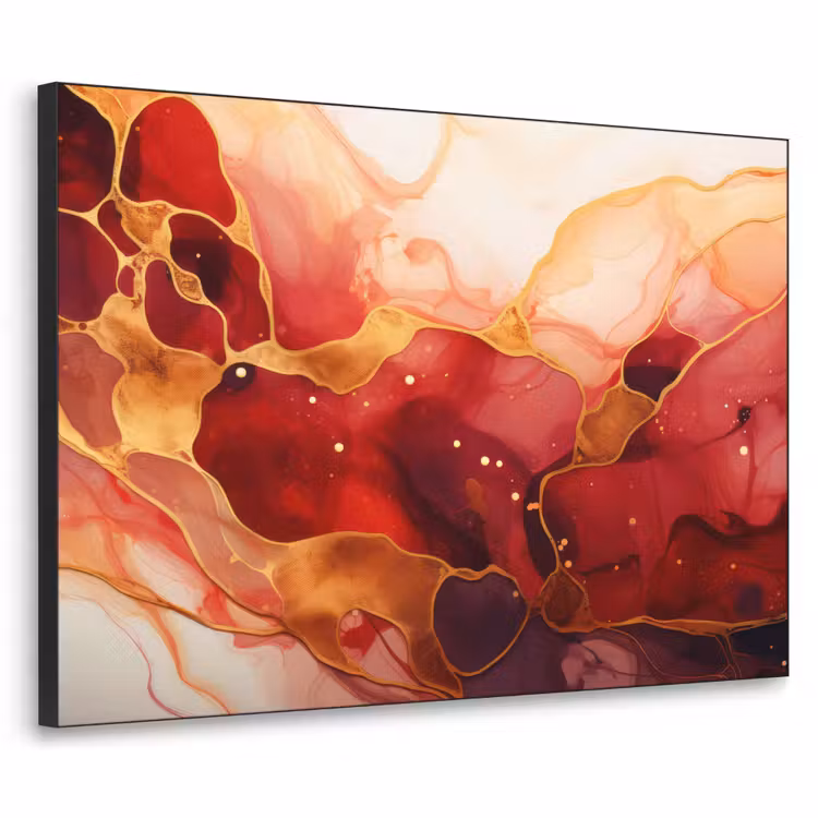 Art Frame - Marmer - Rood - Goud - Modern - Abstract — 1