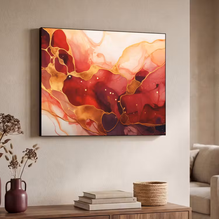 Art Frame - Marmer - Rood - Goud - Modern - Abstract — 7