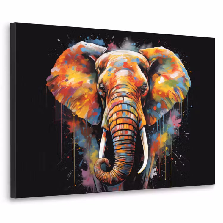 Art Frame - Olifant - Graffiti - Zwart - Dieren - Kleuren — 1