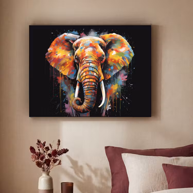 Art Frame - Olifant - Graffiti - Zwart - Dieren - Kleuren — 3