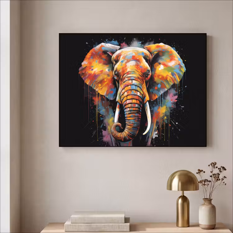 Art Frame - Olifant - Graffiti - Zwart - Dieren - Kleuren — 5