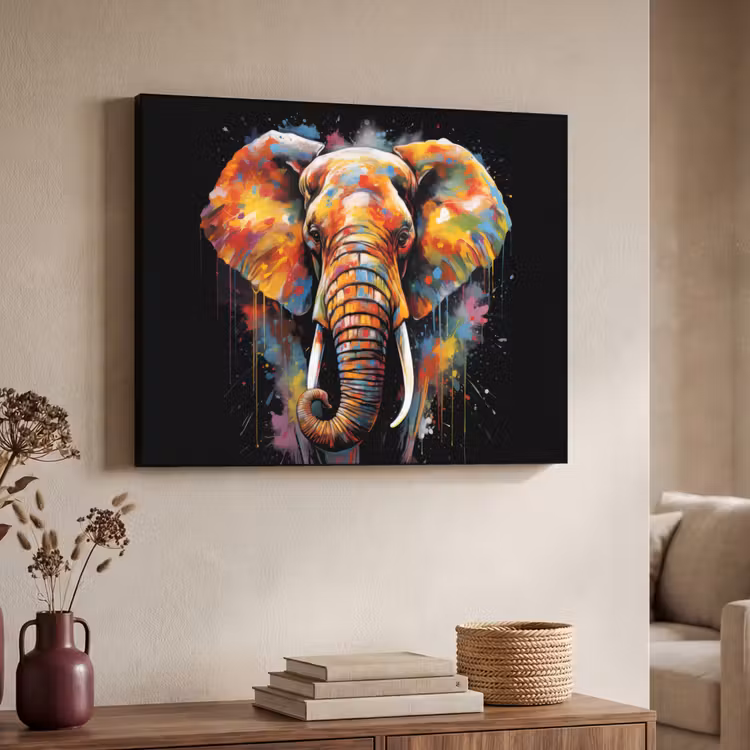 Art Frame - Olifant - Graffiti - Zwart - Dieren - Kleuren — 7
