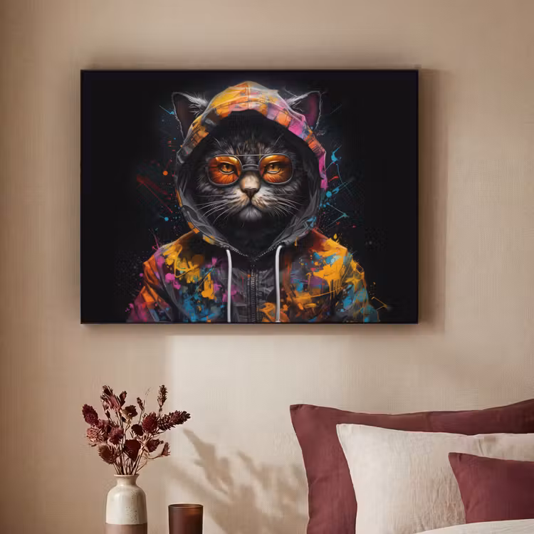 Art Frame - Kat - Jas - Graffiti - Bril - Zwart — 3