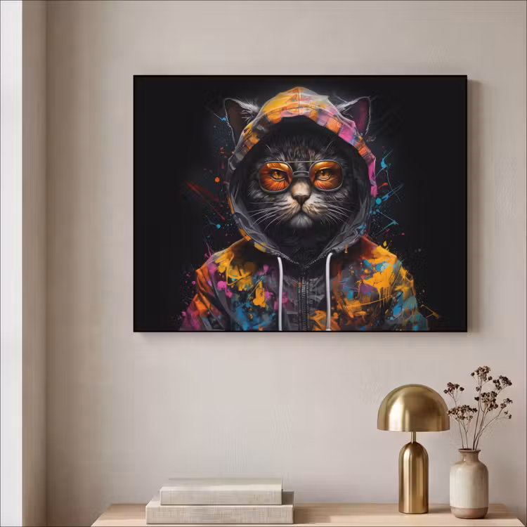 Art Frame - Kat - Jas - Graffiti - Bril - Zwart — 5
