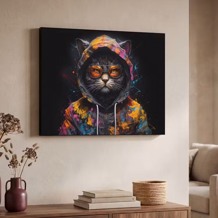 Art Frame - Kat - Jas - Graffiti - Bril - Zwart — 7