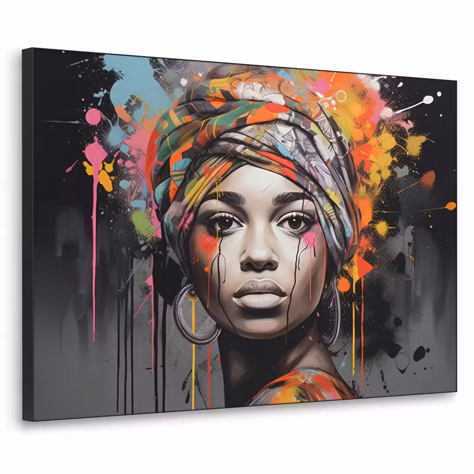 Art Frame - Vrouw - Hoofddoek - Graffiti - Zwart — 1