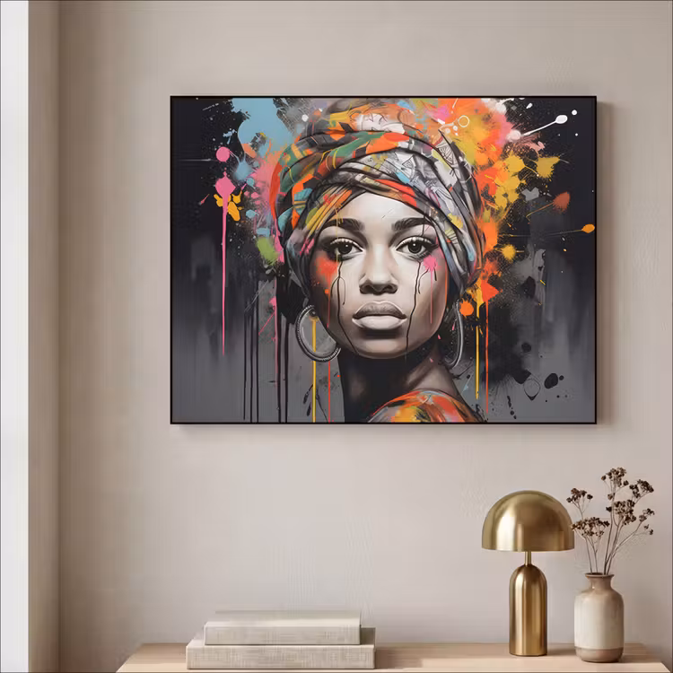 Art Frame - Vrouw - Hoofddoek - Graffiti - Zwart — 5