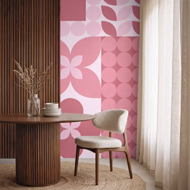 Behang - Abstract - Geometrisch - Patroon - Modern - Roze — 4