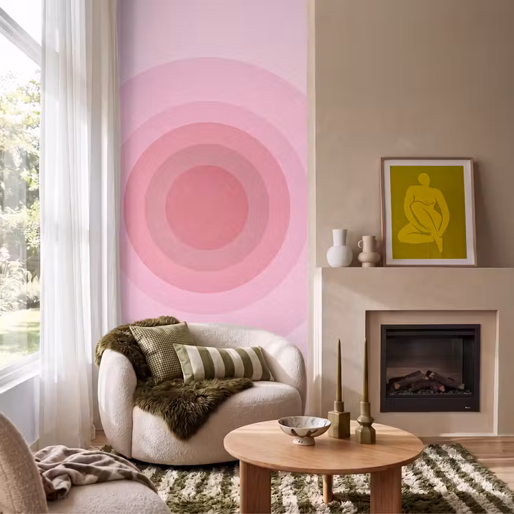 Behang - Patroon - Cirkels - Abstract - Roze - Modern — 1