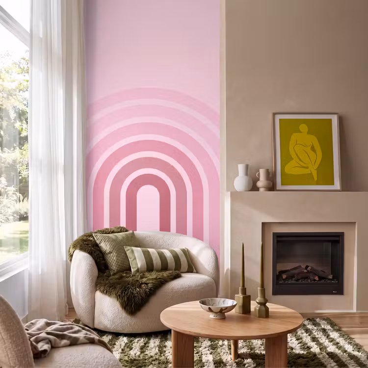 Behang - Regenboog - Roze - Abstract - Modern - Minimalistisch — 1