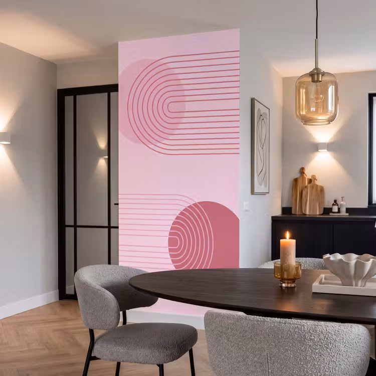 Behang - Vormen - Lijnen - Minimalistisch - Roze — 5