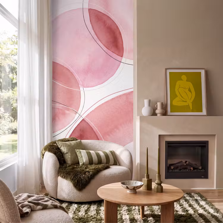 Behang - Abstract - Cirkels - Modern - Roze - Kunst — 1