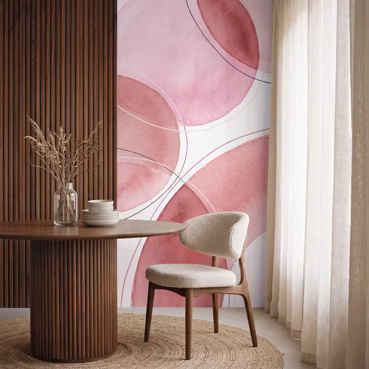 Behang - Abstract - Cirkels - Modern - Roze - Kunst — 4