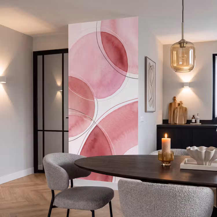 Behang - Abstract - Cirkels - Modern - Roze - Kunst — 5