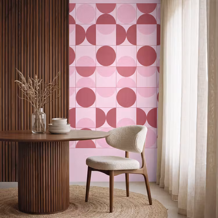 Behang - Abstract - Geometrisch - Cirkels - Roze - Modern — 4