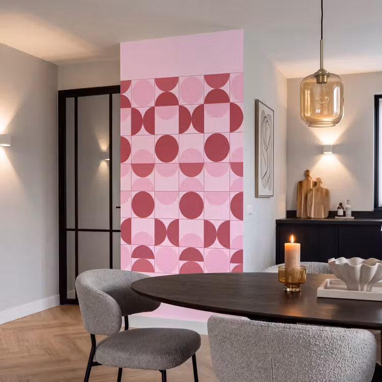 Behang - Abstract - Geometrisch - Cirkels - Roze - Modern — 5