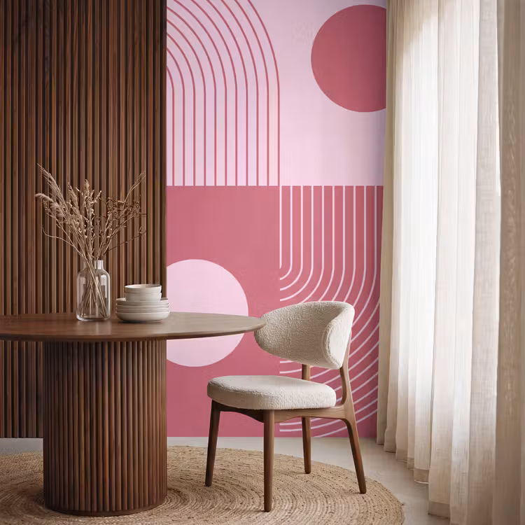 Behang - Geometrie - Patroon - Abstract - Roze - Modern — 4