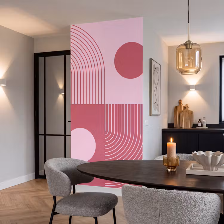 Behang - Geometrie - Patroon - Abstract - Roze - Modern — 5