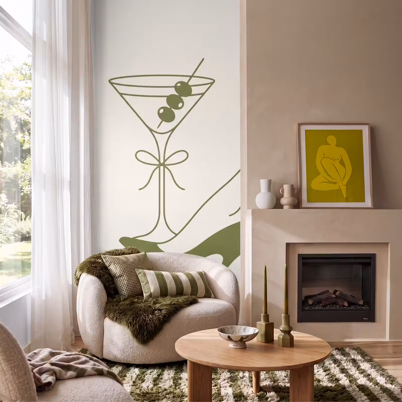 Behang - Drank - Martini - Hoge hak - Mode - Groen — 1