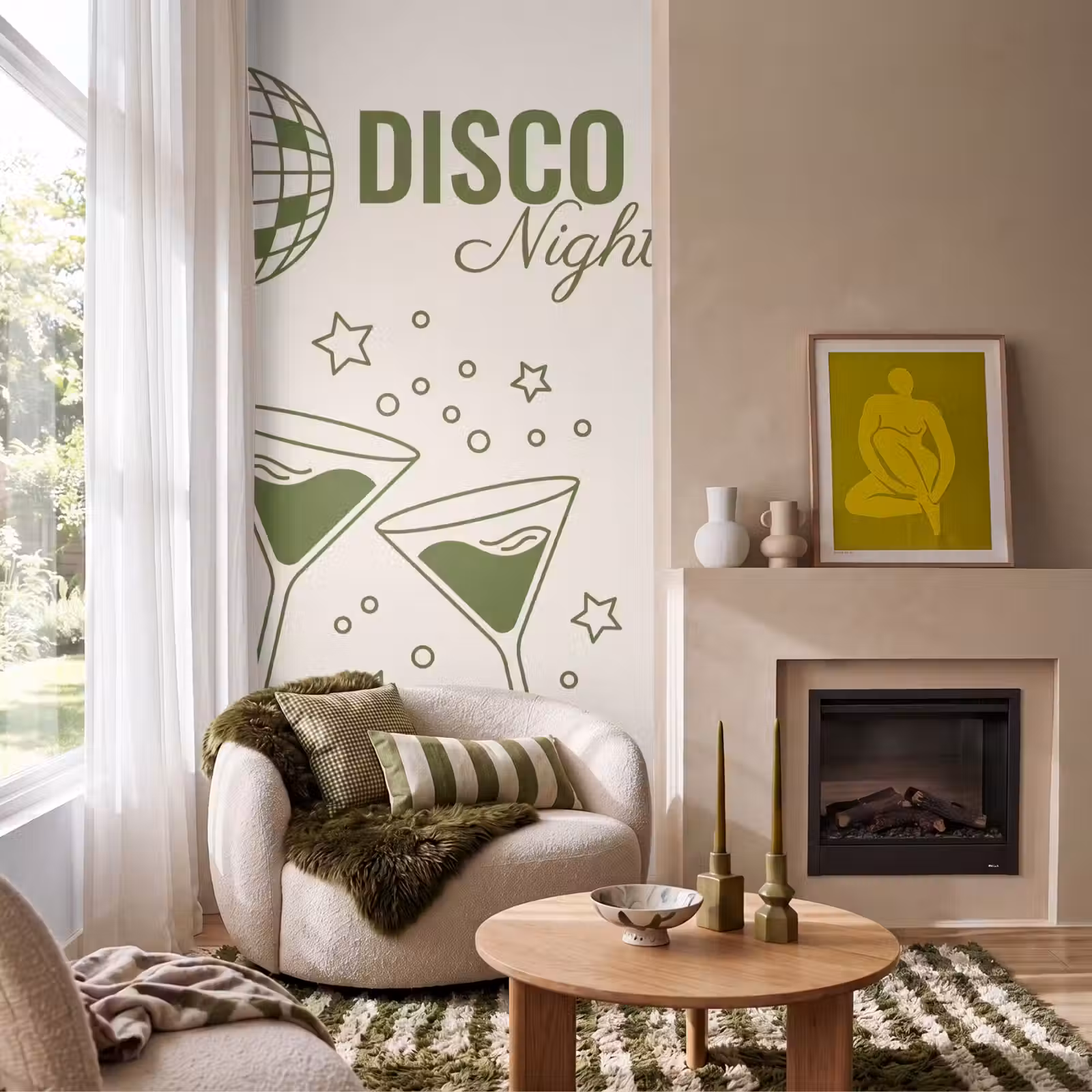 Behang - Feest - Disco - Drank - Illustratie - Groen — 1