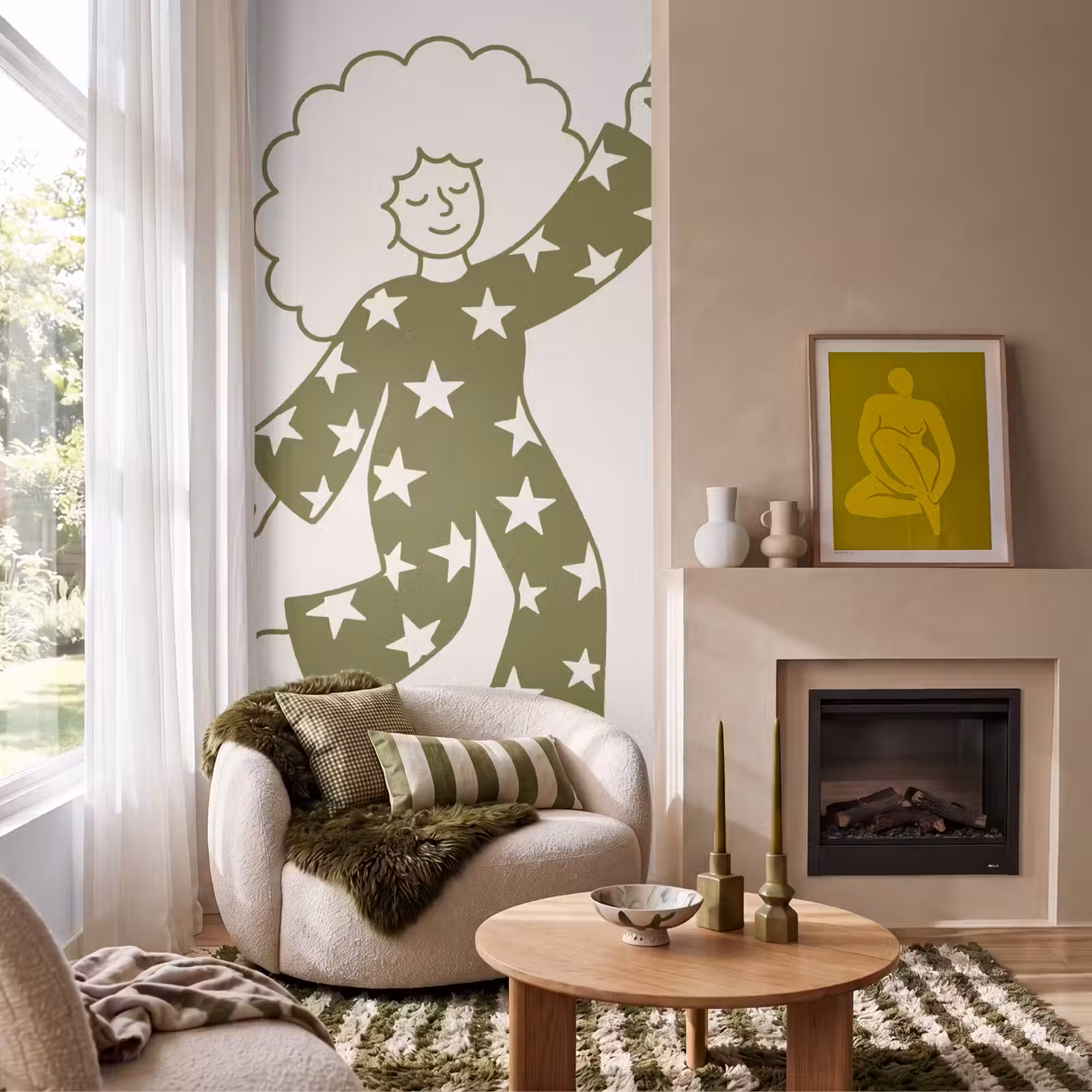 Behang - Mensen - Dansend - Feest - Vintage - Groen — 1