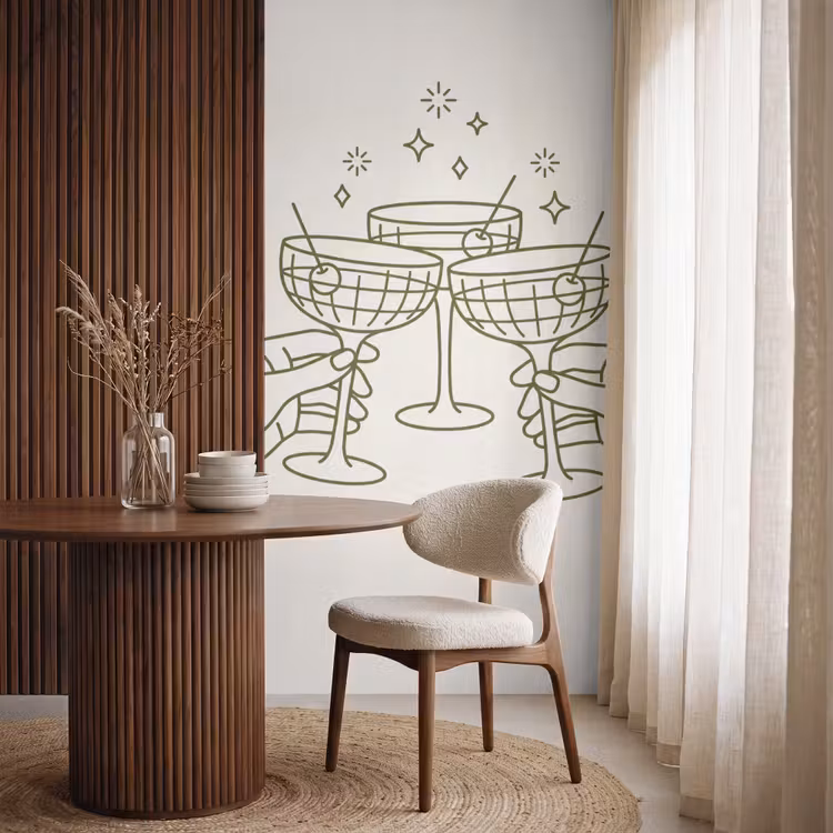 Behang - Drankjes - Feest - Proosten - Minimalistisch - Groen — 4